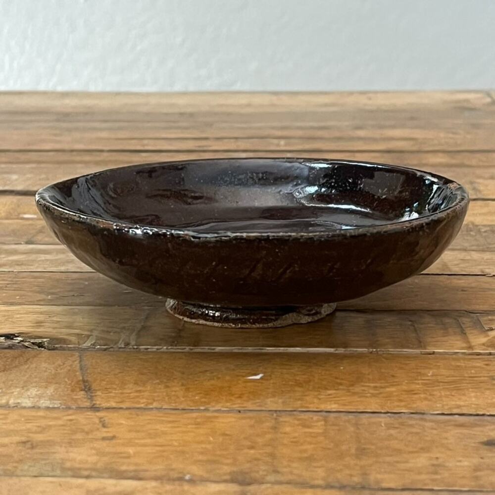Studio Art Pottery Bowl 6" Dark Brown Textured Glaze Finish